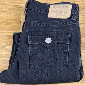 TRUE RELIGION GIRLS WOMENS PRE-OWNED 2018 VINT SECTION SLIM BLACK JEANS 14x26